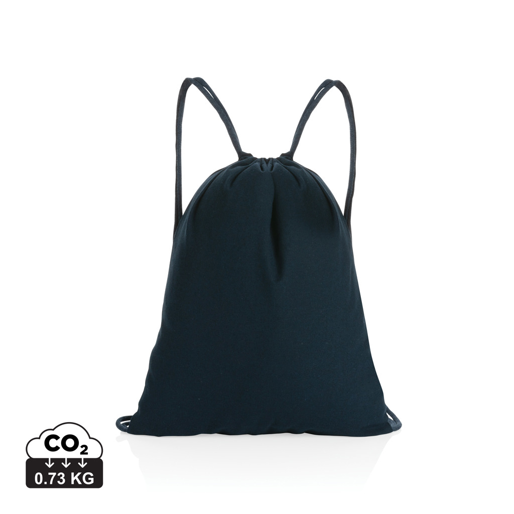 Gym bag personnalisé en coton recyclé 145 gr Impact Bleu marine